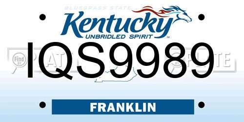 IQS9989 Kentucky License Plate