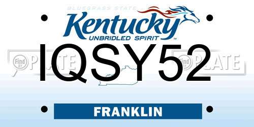 IQSY52 Kentucky License Plate
