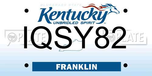 IQSY82 Kentucky License Plate