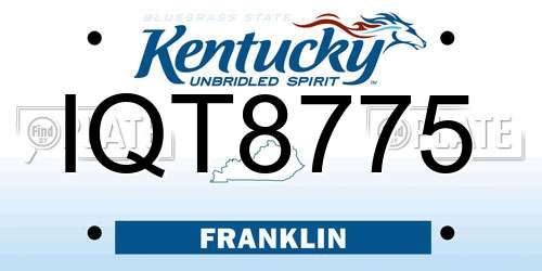 IQT8775 Kentucky License Plate