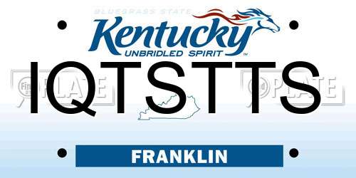 IQTSTTS Kentucky License Plate
