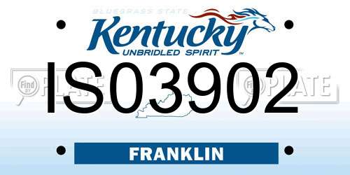 IS03902 Kentucky License Plate