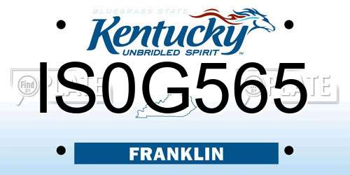 IS0G565 Kentucky License Plate