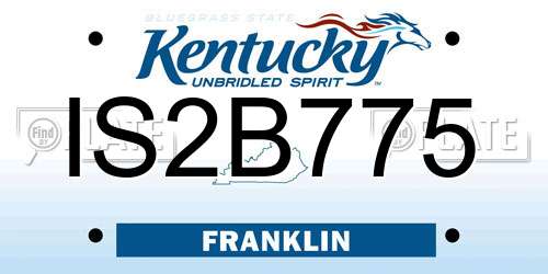 IS2B775 Kentucky License Plate