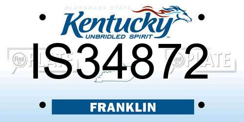 IS34872 Kentucky License Plate