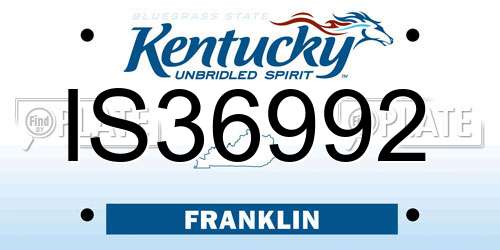 IS36992 Kentucky License Plate