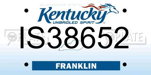 IS38652 Kentucky License Plate