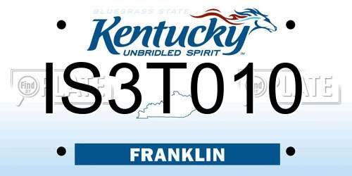 IS3T010 Kentucky License Plate