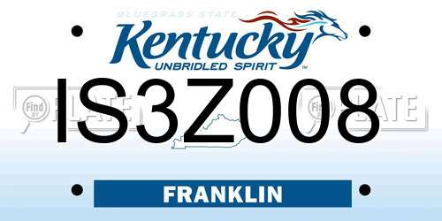 IS3Z008 Kentucky License Plate