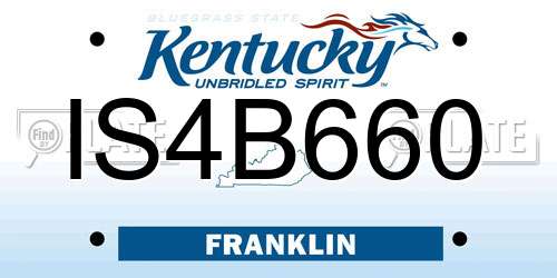 IS4B660 Kentucky License Plate