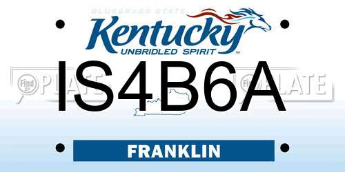 IS4B6A Kentucky License Plate