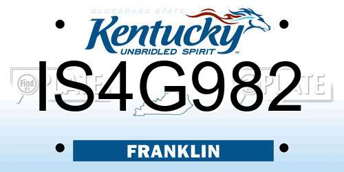 IS4G982 Kentucky License Plate