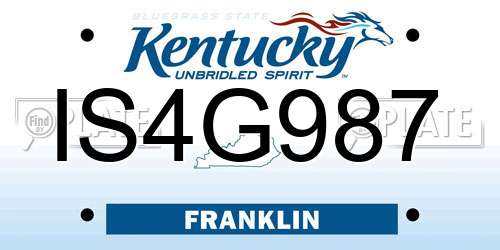 IS4G987 Kentucky License Plate