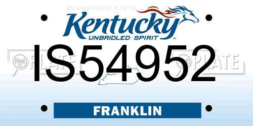 IS54952 Kentucky License Plate