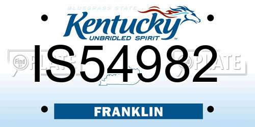 IS54982 Kentucky License Plate