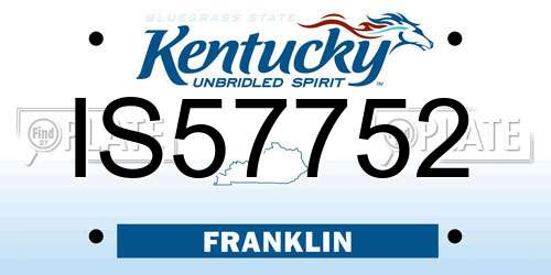 IS57752 Kentucky License Plate