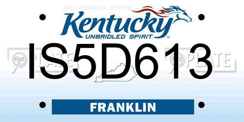 IS5D613 Kentucky License Plate