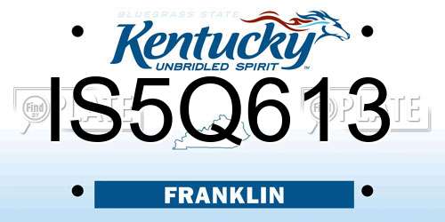IS5Q613 Kentucky License Plate