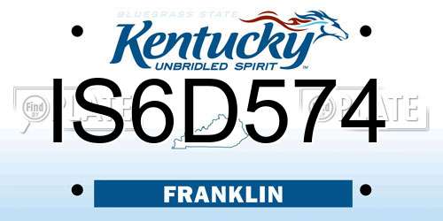 IS6D574 Kentucky License Plate