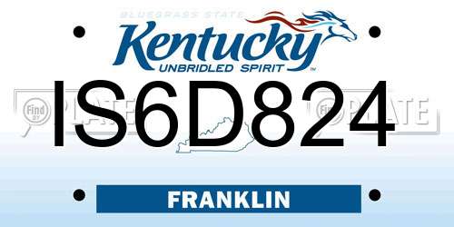 IS6D824 Kentucky License Plate