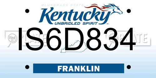IS6D834 Kentucky License Plate