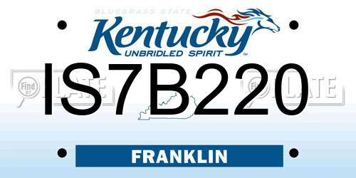 IS7B220 Kentucky License Plate