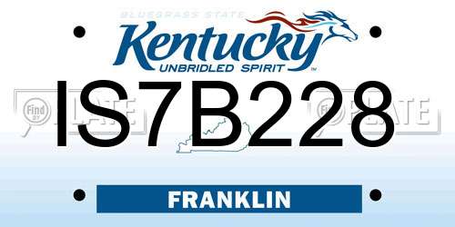 IS7B228 Kentucky License Plate