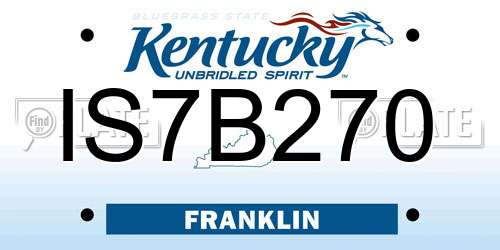 IS7B270 Kentucky License Plate