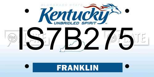 IS7B275 Kentucky License Plate