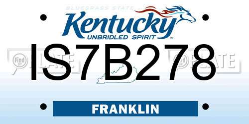 IS7B278 Kentucky License Plate