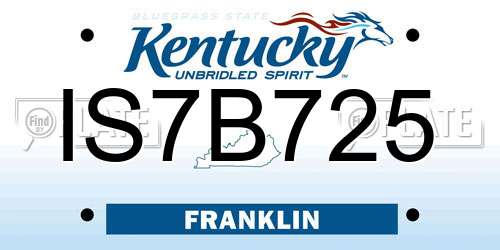 IS7B725 Kentucky License Plate