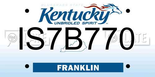 IS7B770 Kentucky License Plate