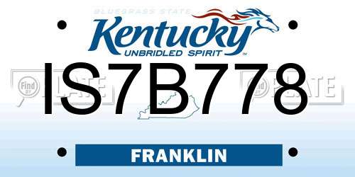 IS7B778 Kentucky License Plate