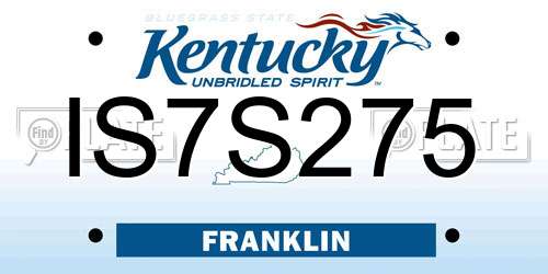 IS7S275 Kentucky License Plate
