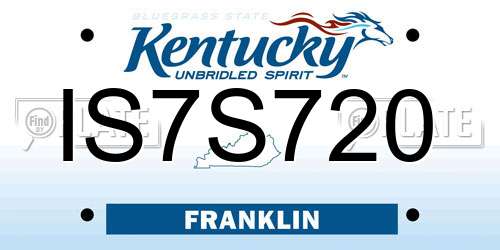 IS7S720 Kentucky License Plate