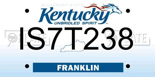 IS7T238 Kentucky License Plate
