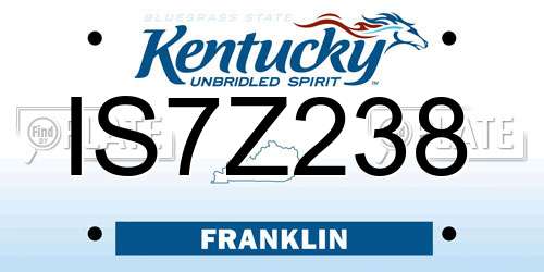 IS7Z238 Kentucky License Plate
