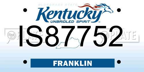 IS87752 Kentucky License Plate