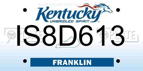 IS8D613 Kentucky License Plate