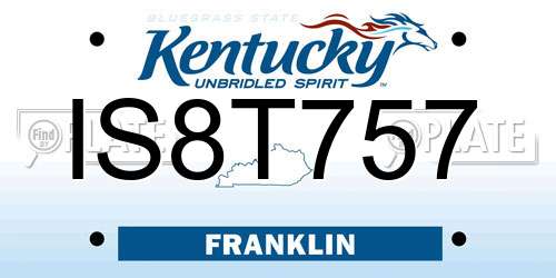 IS8T757 Kentucky License Plate