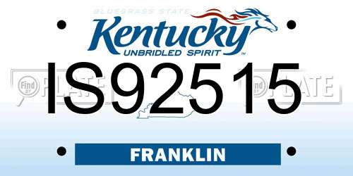 IS92515 Kentucky License Plate