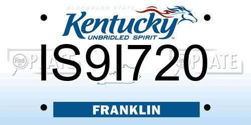 IS9I720 Kentucky License Plate