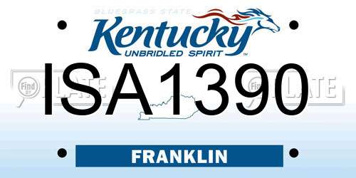 ISA1390 Kentucky License Plate