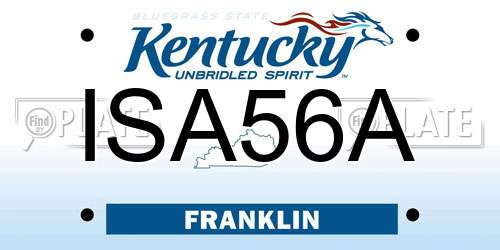 ISA56A Kentucky License Plate