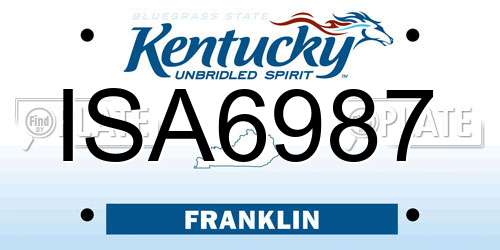 ISA6987 Kentucky License Plate