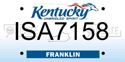 ISA7158 Kentucky License Plate