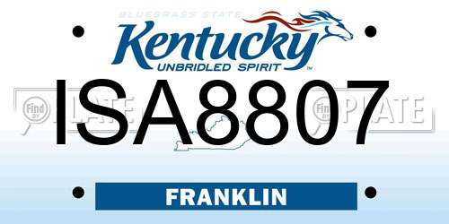 ISA8807 Kentucky License Plate