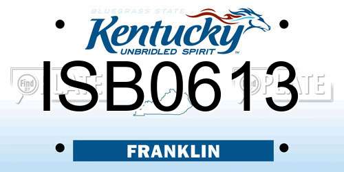 ISB0613 Kentucky License Plate