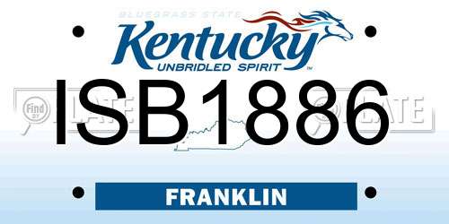 ISB1886 Kentucky License Plate