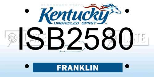 ISB2580 Kentucky License Plate